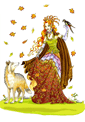 puzzle exclusif Imajeux dessin d'une magicienne elfe avec un loup et un oiseau